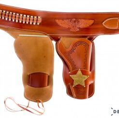 LEATHER COWBOY BELT FOR TWO REVOLVERS 722