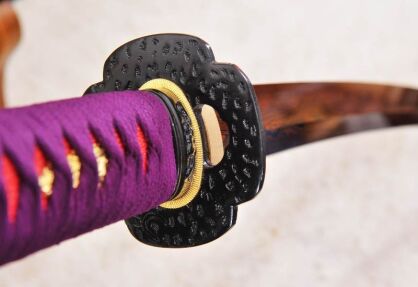 Katana samurai sword STEEL RED layered Damascus steel, hardened clay, Sanmai R1013