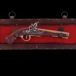 GUN ON WOODEN DASHBOARD flintlock in 1781. (K1094-1053LF)