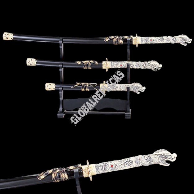 Richly decorated with samurai swords SET WITH STAND (C-003/4)