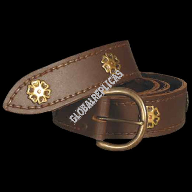 LONG BROWN KNIGHT decorated BELT  (WS200678)