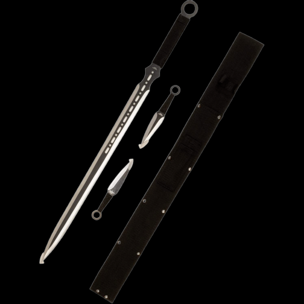 ZESTAW MIECZ TRENINGOWY NINJA Z POCHWĄ 68 CM ORAZ 2 NOŻE DO RZUCANIA FM-644D