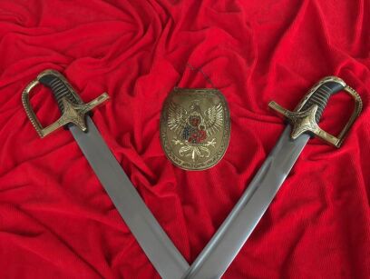 TWO Sabre Hussar AND gorget READY SET
