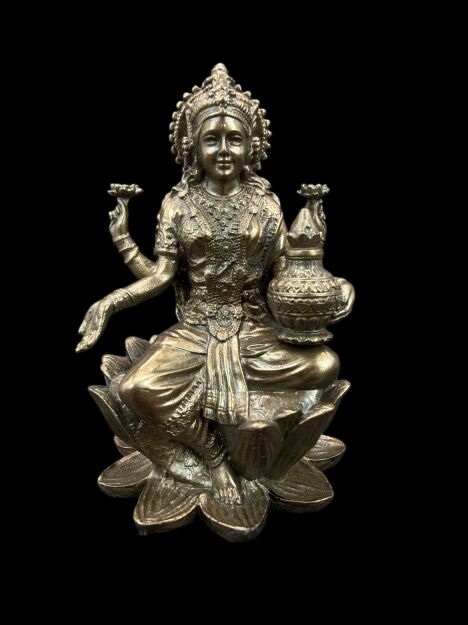 Rzeźba Hinduska bogini szczęścia i bogactwa LAKSZMI na lotosie VERONESE WU77373A1