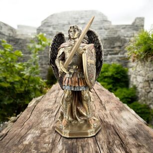 Figurka rzeźba Archanioł Święty Michał z tarczą i mieczem Veronese WU78357A4