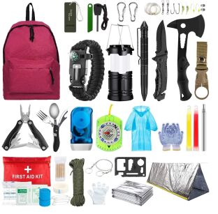 SURVIVAL KIT SET FIRST AID KIT TENT BACKPACK AX 77in1 ZS-18 