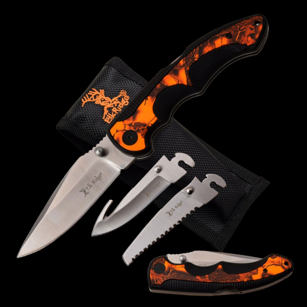 Profesjonalny NÓŻ MYŚLIWSKI 3 OSTRZA Elk Ridge ER-942OC