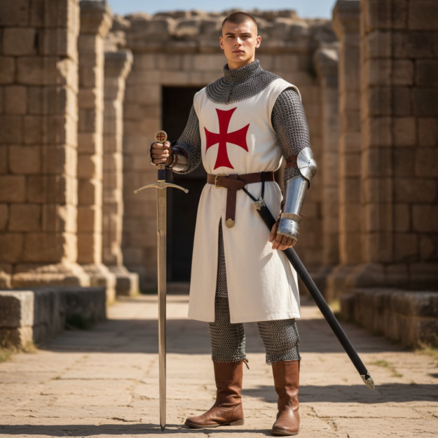 UNIKATOWY MIECZ TEMPLARIUSZY Z POCHWĄ  3110/V   Pasowanie Wojowników Maryi