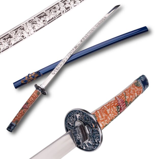 RODOWA KATANA JAPOŃSKA TAIRA HEIKE MIECZ SAMURAJSKI 126 + STOJAK