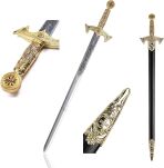 ZŁOTY MIECZ TEMPLARIUSZY Z POCHWĄ JT6136GU MEGA HIT 84CM  Pasowanie Wojowników Maryi - 8