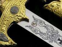 ZŁOTY MIECZ TEMPLARIUSZY Z POCHWĄ JT6136GU MEGA HIT 84CM  Pasowanie Wojowników Maryi - 7