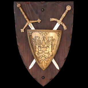 Historyczna rycerska panoplia herbowa 2 miecze 579
