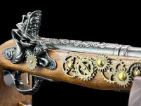 Pistolet Skałkowy w Stylu Steampunk  AG328.01 ze stojakiem - 10