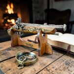 Pistolet Skałkowy w Stylu Steampunk  AG328.01 ze stojakiem - 18