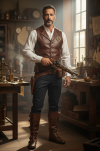 Pistolet Skałkowy w Stylu Steampunk  AG328.01 ze stojakiem - 22