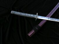 GRAWEROWANA KATANA JAPOŃSKA TOKUGAWA MIECZ SAMURAJSKI + STOJAK  178 - 14