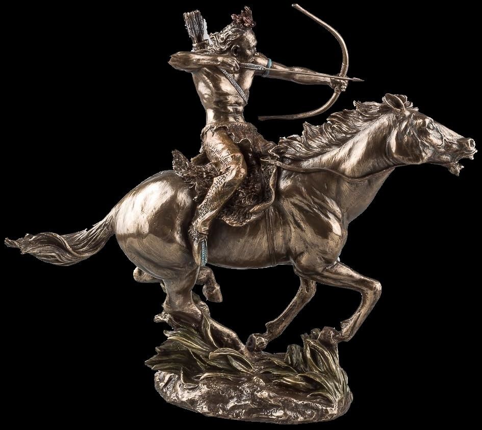 Mohican warrior on horseback shooting arrow veronese