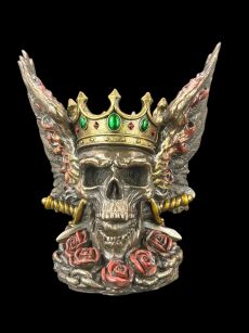 Rzeźba Czaszka Czacha Gotic ze skrzydłami ognia Veronese WU77632A4