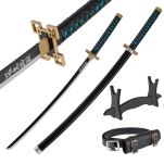 Miecz Wakizashi Krótka Katana Demon Slayer Tokitou Muichirou's Drewniany 77cm plus Stojak i Pas JT10655-W - 11