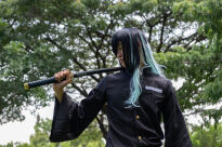 Miecz Wakizashi Krótka Katana Demon Slayer Tokitou Muichirou's Drewniany 77cm plus Stojak i Pas JT10655-W - 3