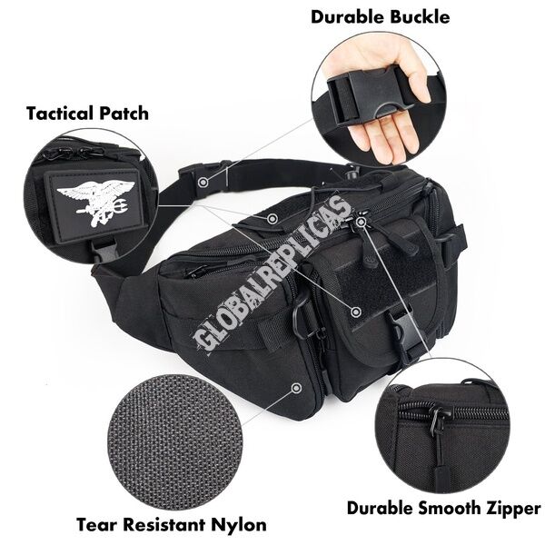 MILITARY SURVIVAL TACTICAL WAIST POUCH BAG SURVIVAL BLACK WATERPROOF CY-6011