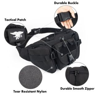 MILITARY SURVIVAL TACTICAL WAIST POUCH BAG SURVIVAL BLACK WATERPROOF CY-6011