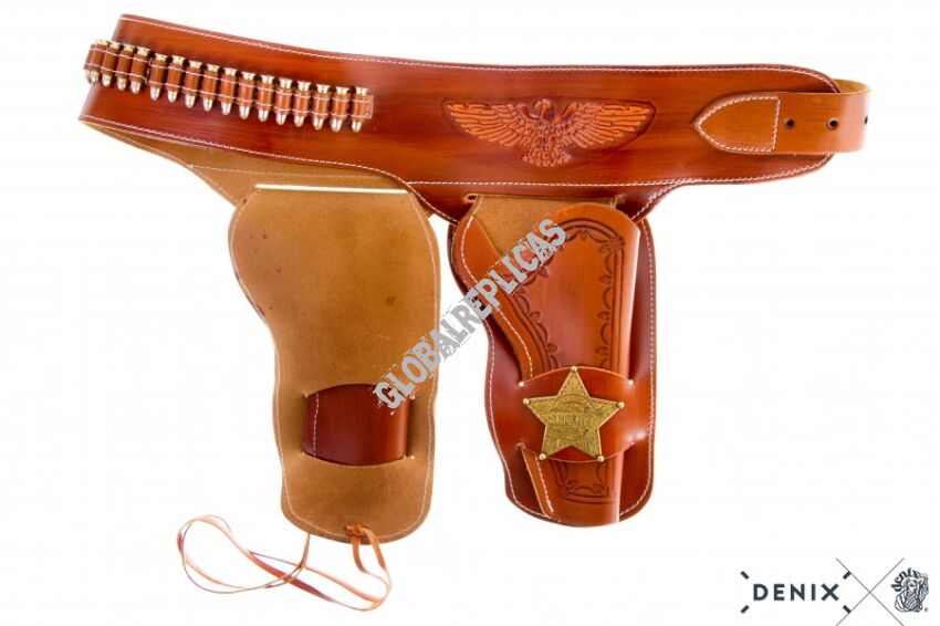 LEATHER COWBOY BELT FOR TWO REVOLVERS 722