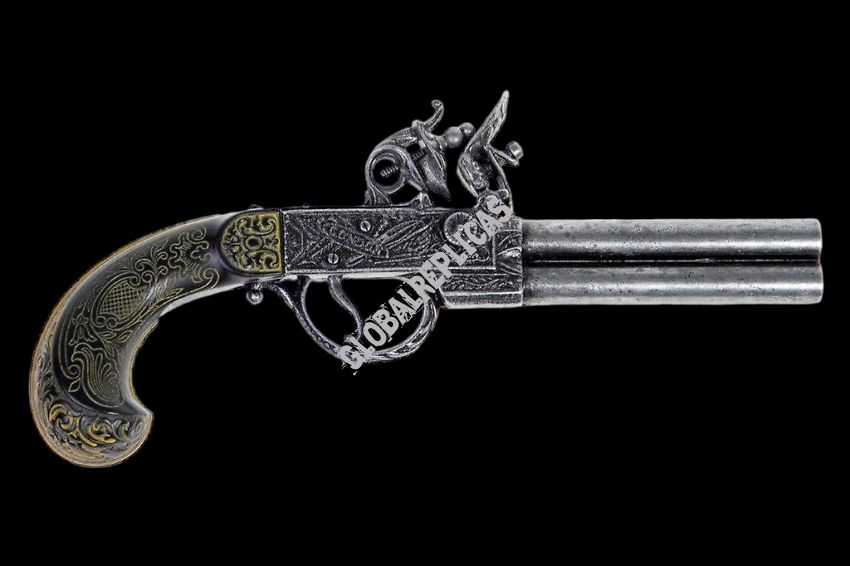 Double-barreled flintlock GUN In the eighteenth century  (K1114)